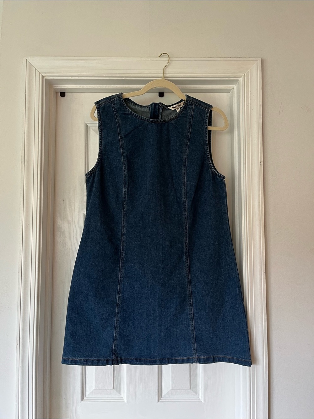 Dark Blue Denim Sleeveless Denim Shift Dress